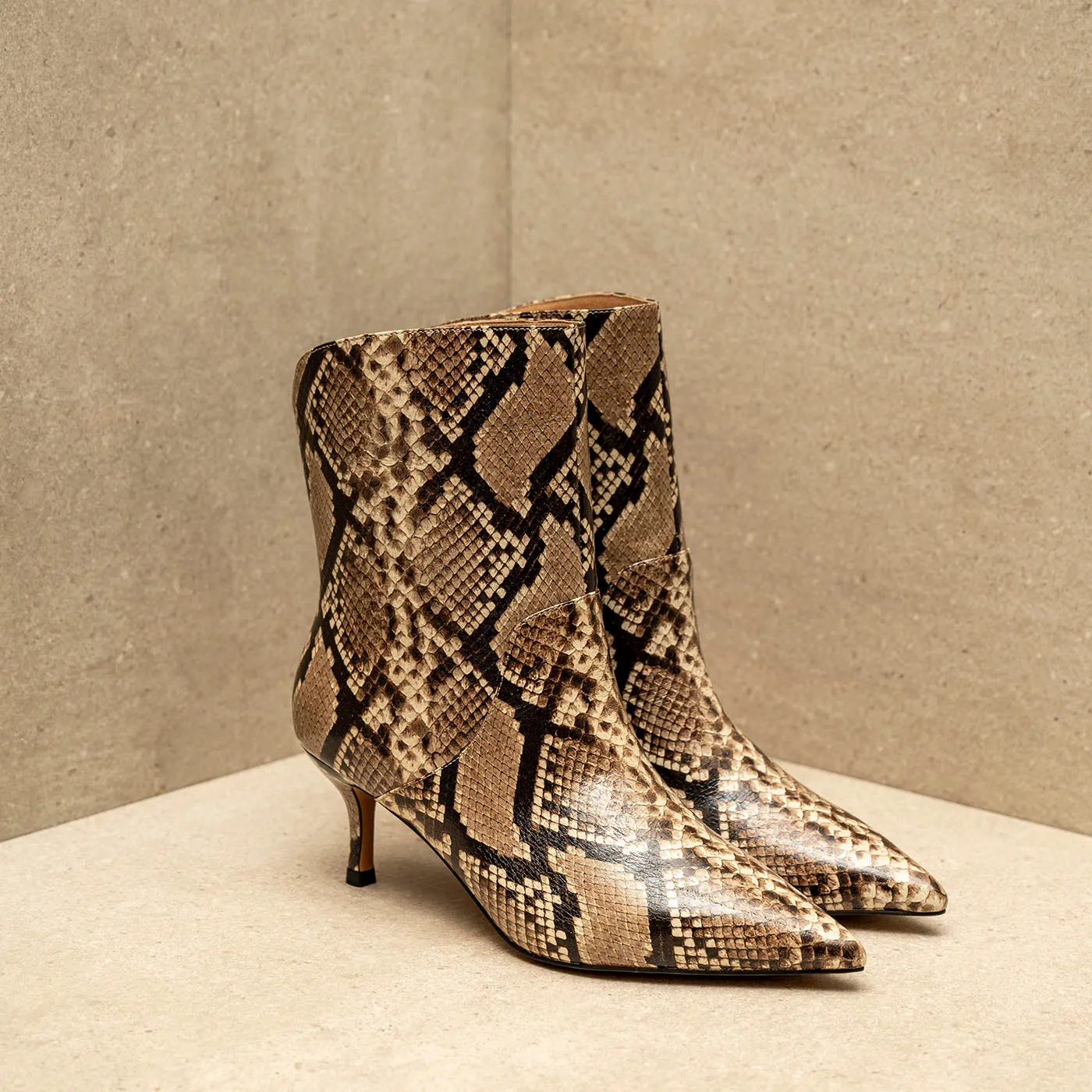 Amia bootie leather - BEIGE
