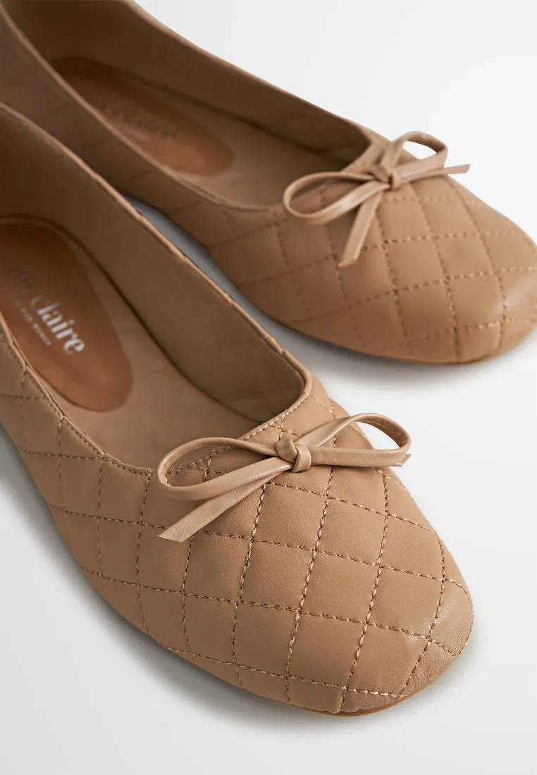 Belinda Ribbon Quilted Ballerina Flats
