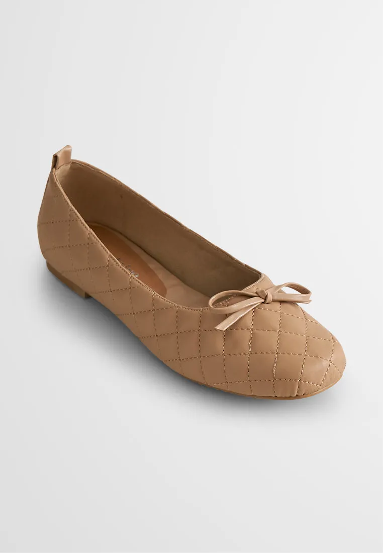 Belinda Ribbon Quilted Ballerina Flats