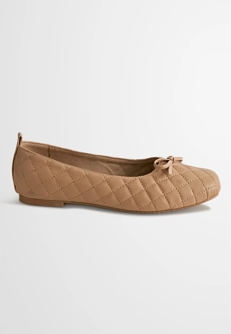Belinda Ribbon Quilted Ballerina Flats