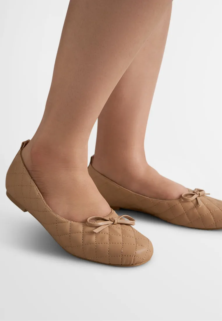Belinda Ribbon Quilted Ballerina Flats