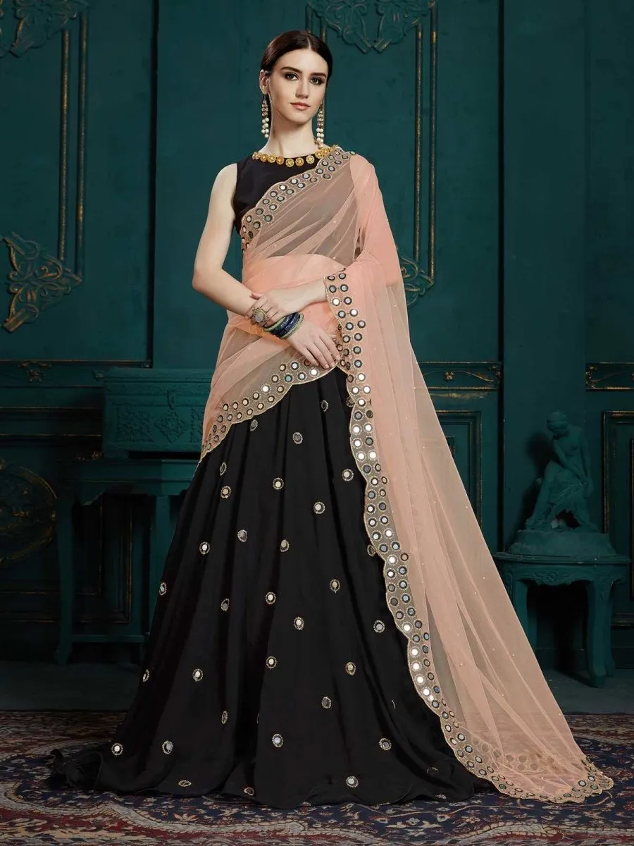 Black Georgette Designer Lehenga Choli ( IND-AD-3106 )