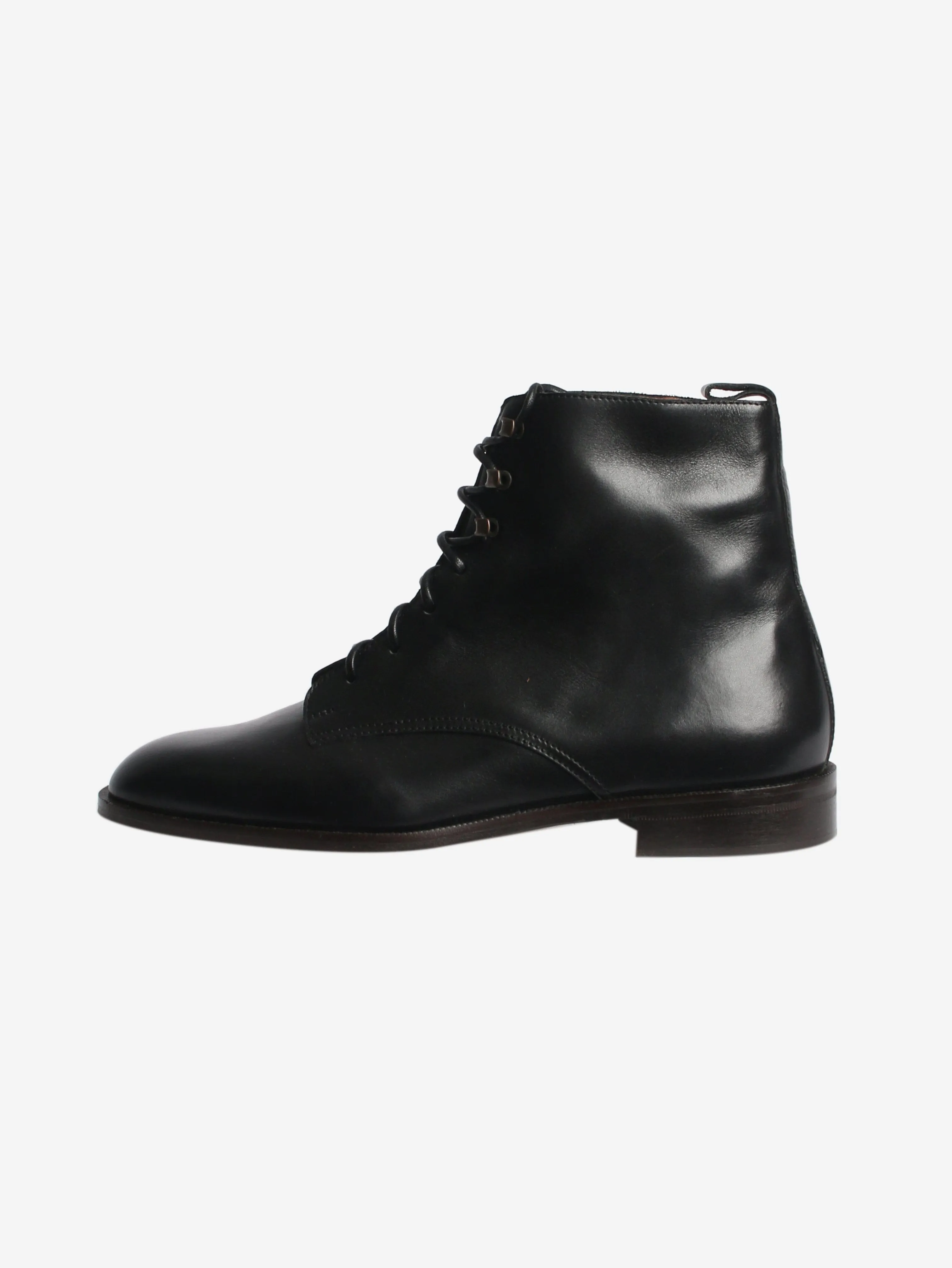 Black lace-up leather boots - size EU 37