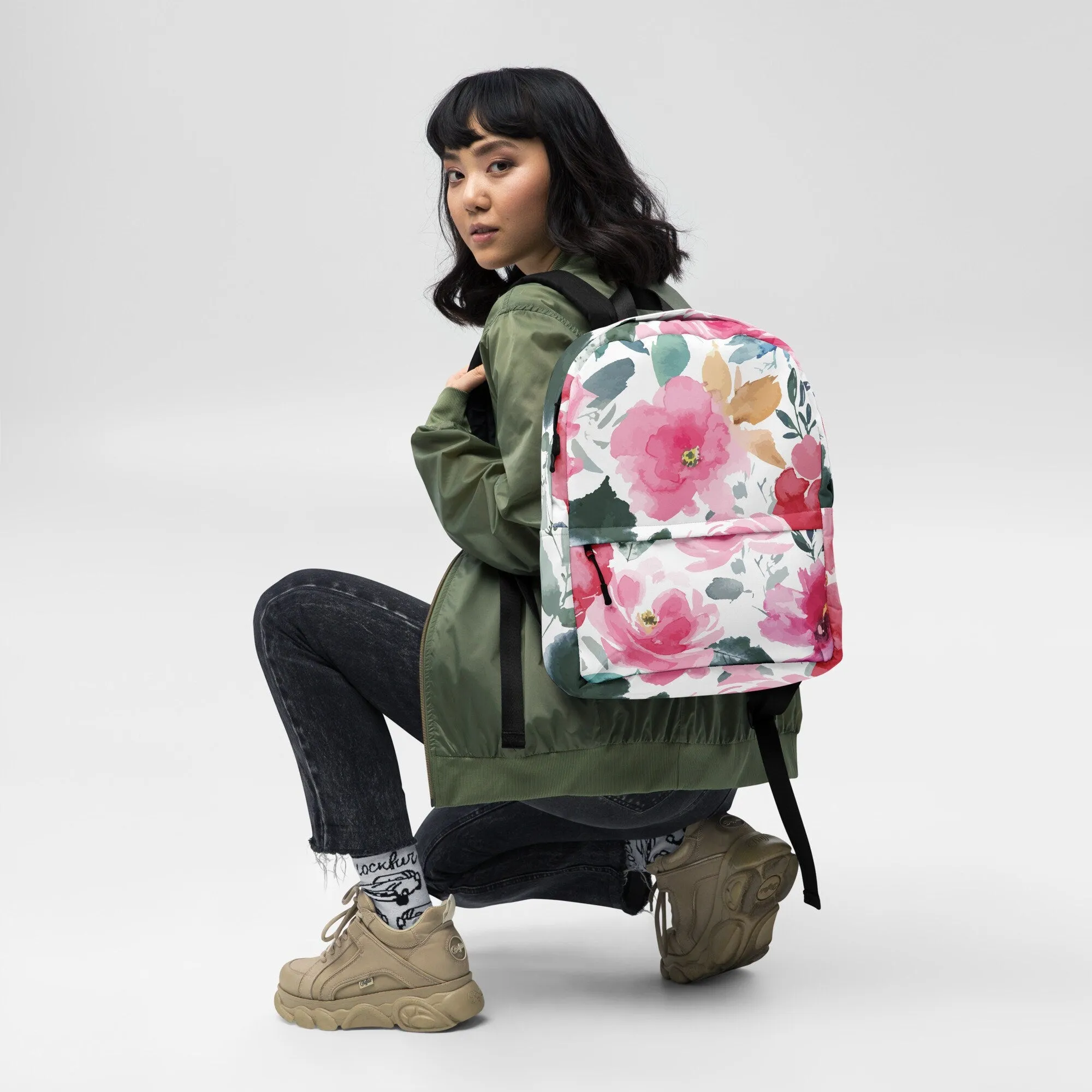Bold Floral Pattern Backpack
