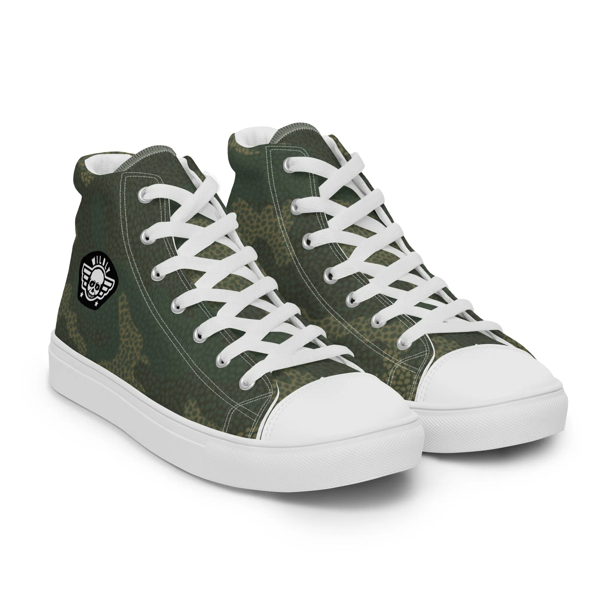 Camo Green Mens high top canvas shoes