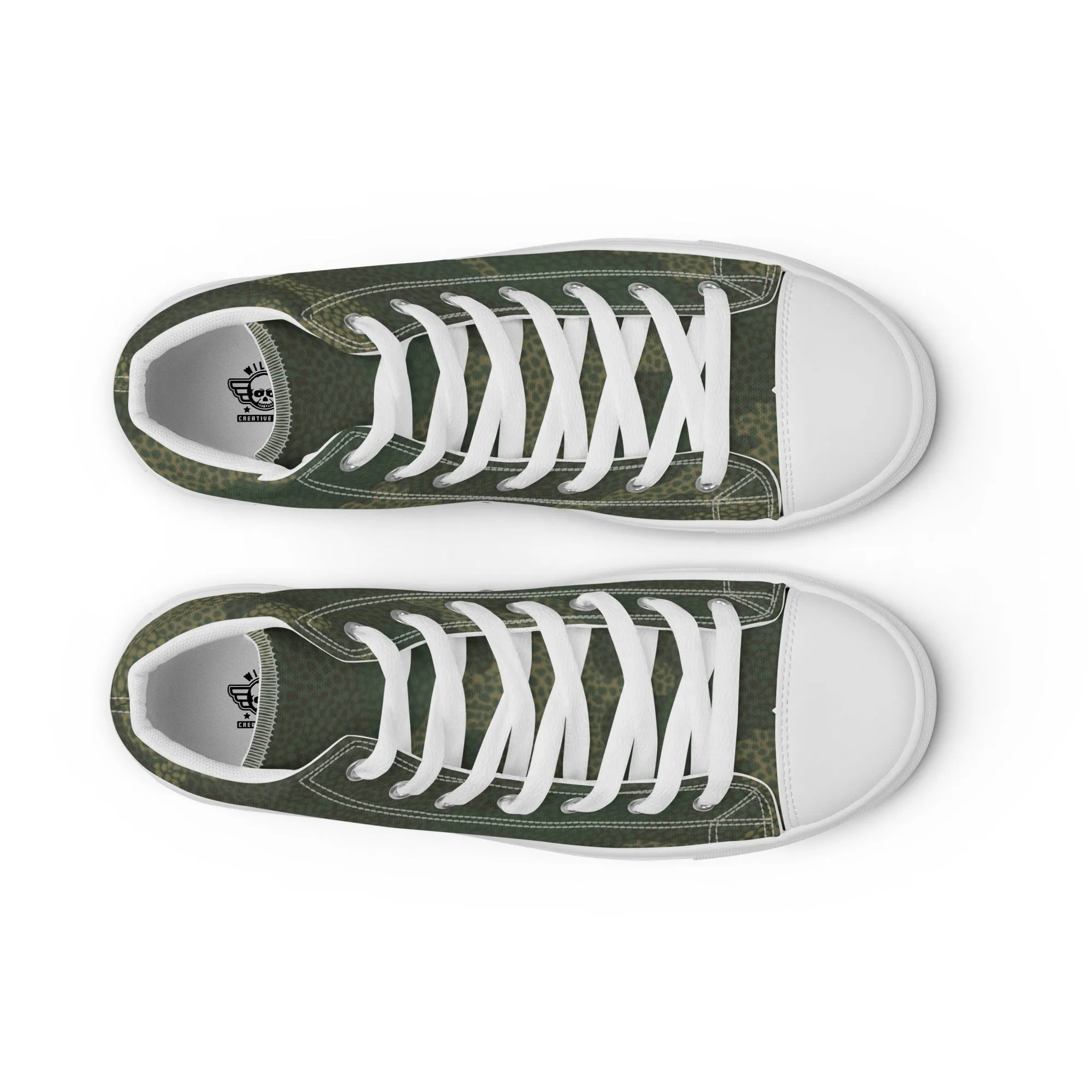 Camo Green Mens high top canvas shoes