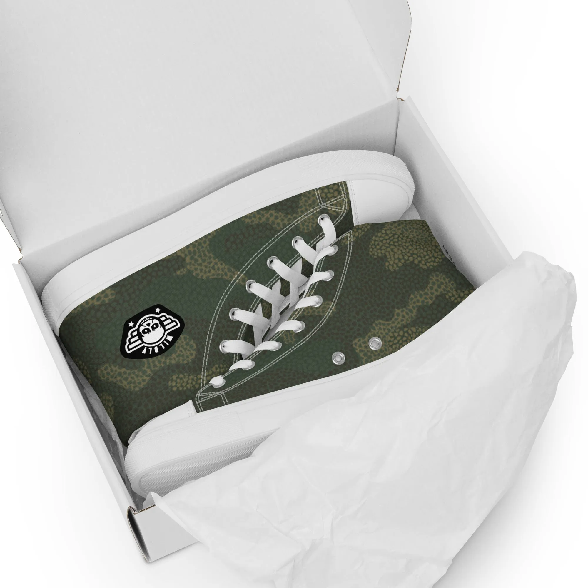 Camo Green Mens high top canvas shoes