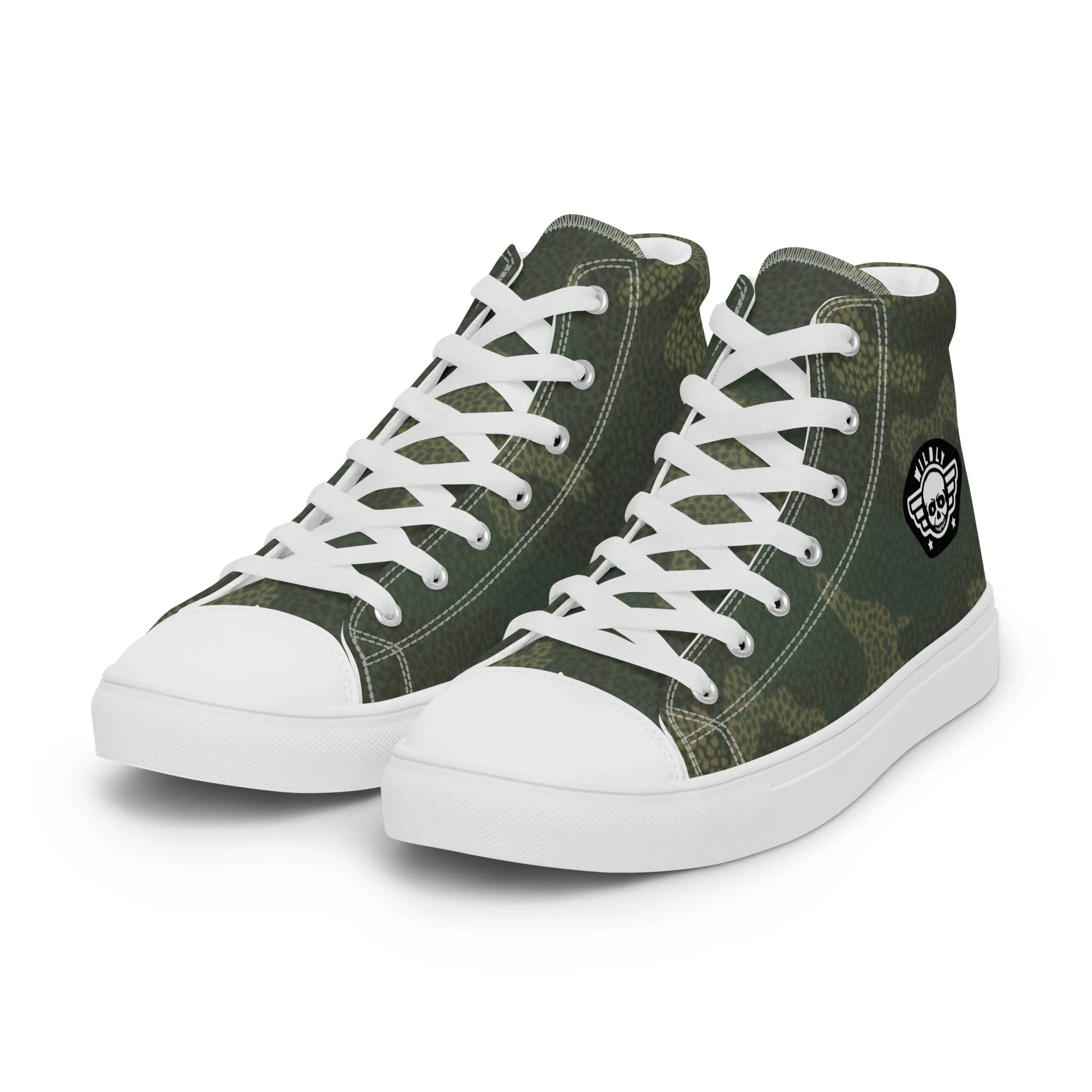 Camo Green Mens high top canvas shoes
