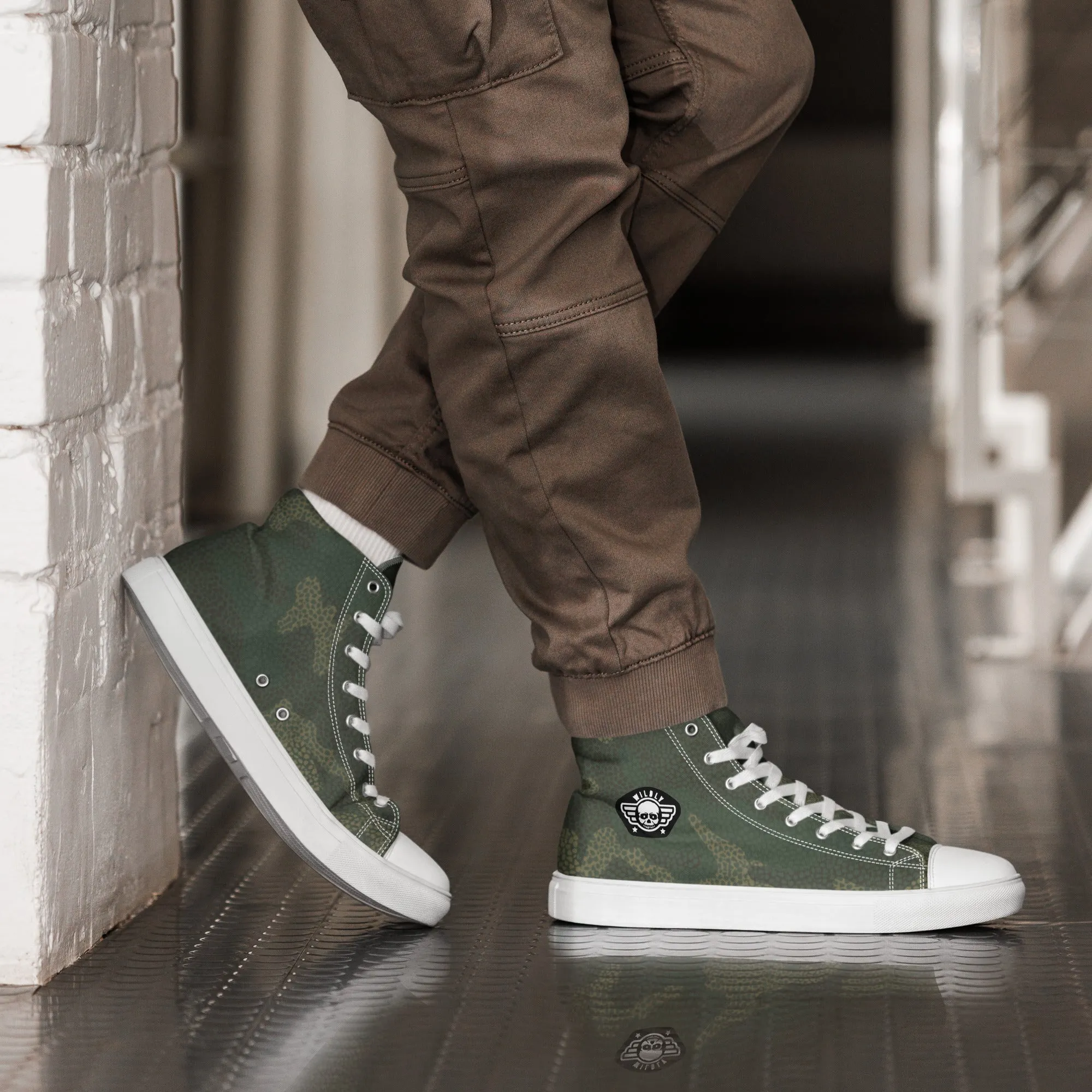 Camo Green Mens high top canvas shoes