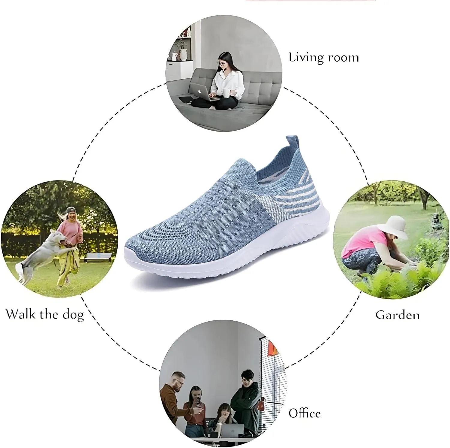 Comfortwear Shoes for Women Slip On Breathable Mesh Running Shoes with Arch Support Comfortable Soft Sole Non-Slip Sneakers