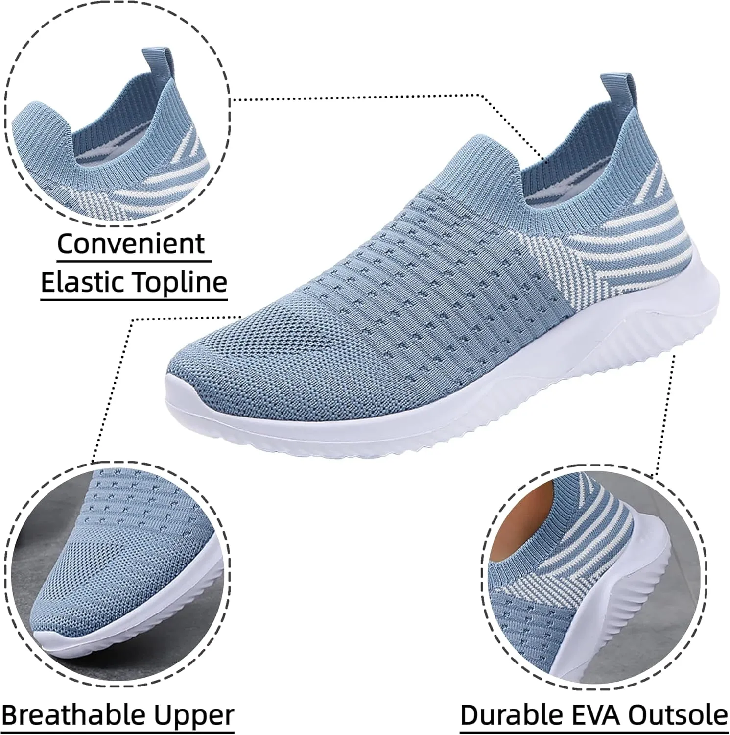 Comfortwear Shoes for Women Slip On Breathable Mesh Running Shoes with Arch Support Comfortable Soft Sole Non-Slip Sneakers