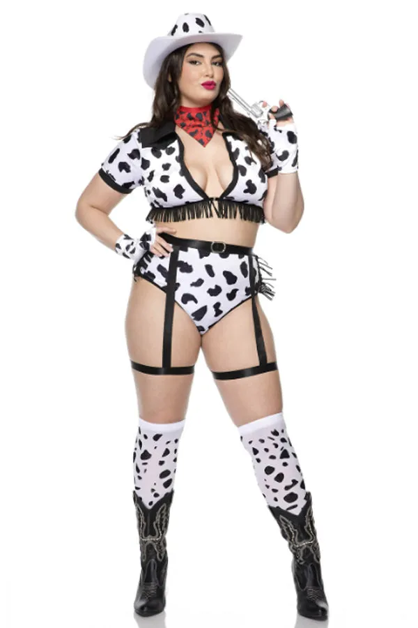 Dalmatian Cow Girl Costume Set - Western Animal Print Outfit