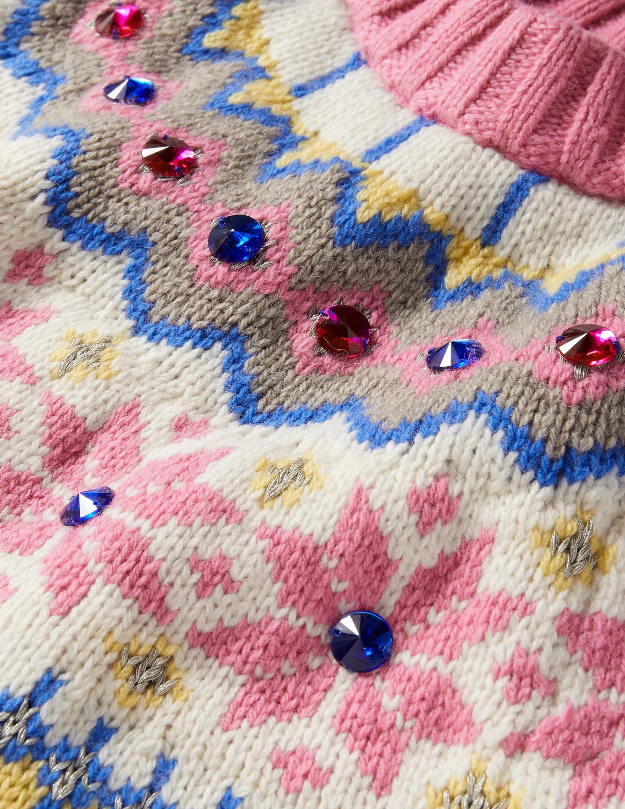 Embellished Fair Isle Jumper-Mink, Embellished Fair Isle