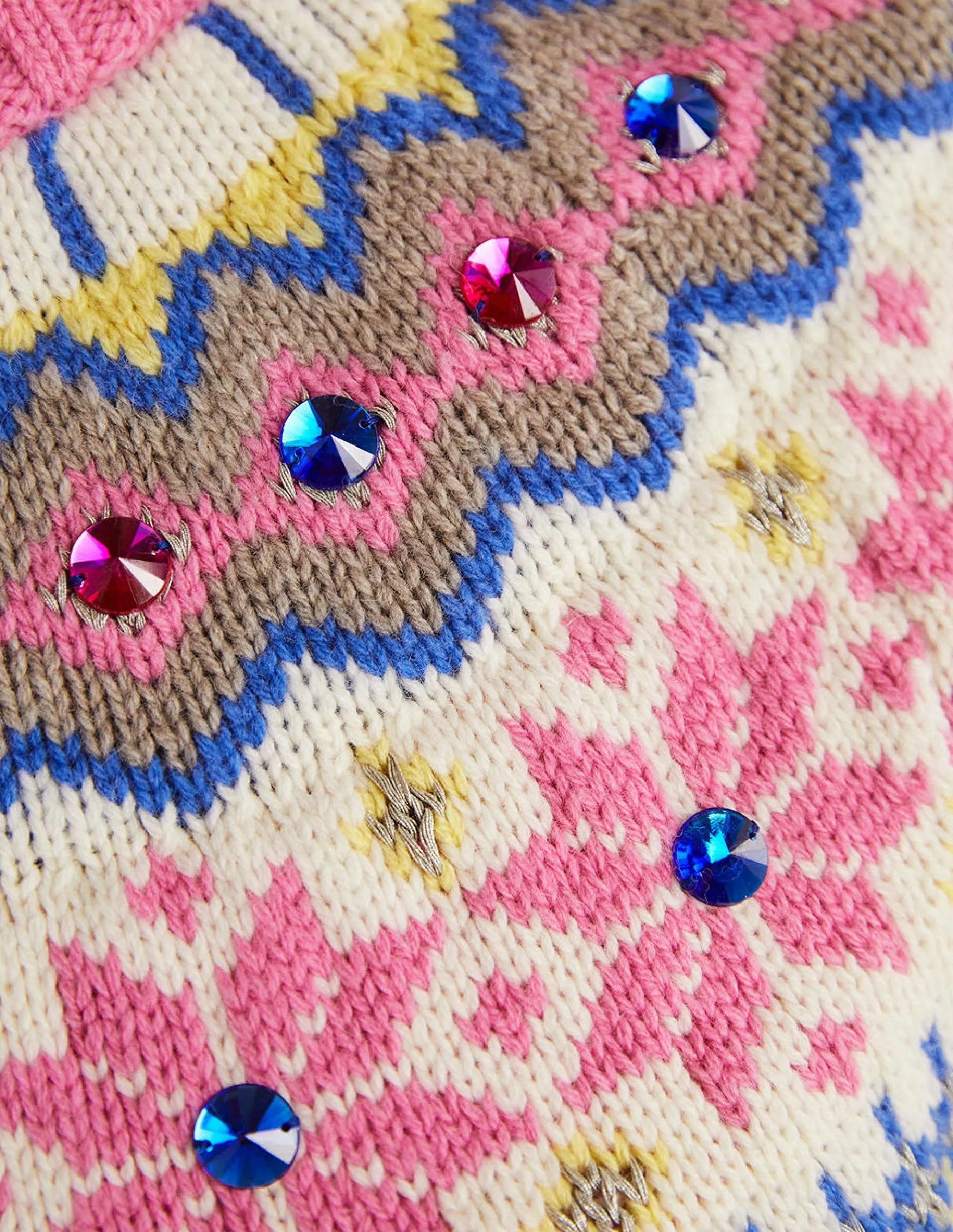 Embellished Fair Isle Jumper-Mink, Embellished Fair Isle