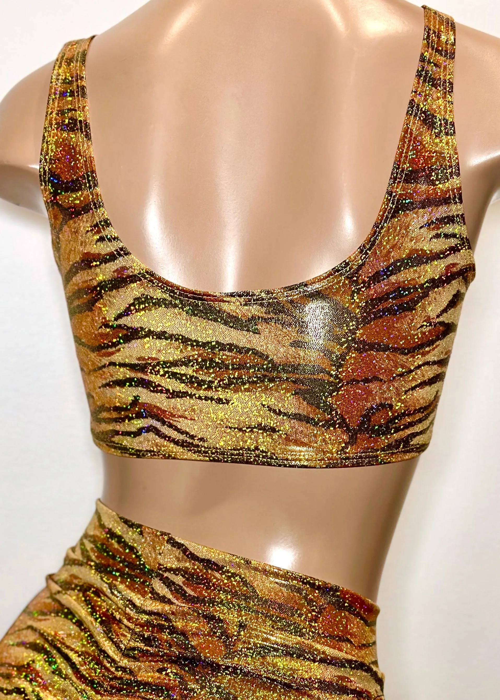 Hologram Ring Swim Top in Gold Tiger