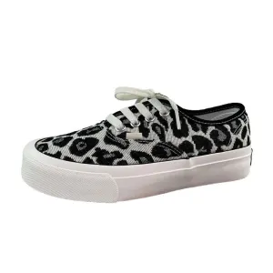 Korean Version Of Leopard Print Casual Sneakers Ins Super Hot Black And White Trendy Shoes