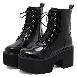 Lace-up high heel boots
