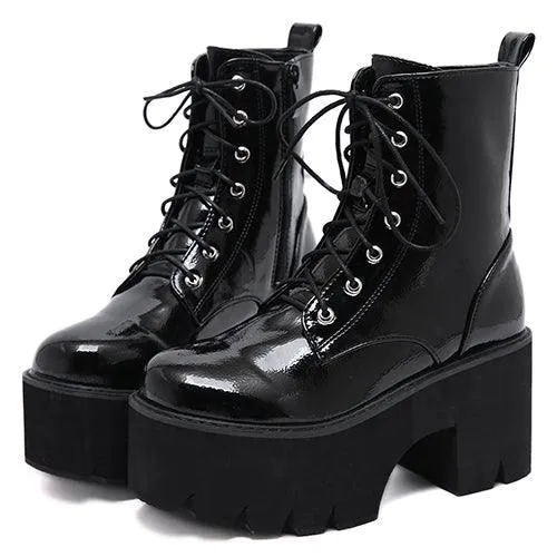 Lace-up high heel boots