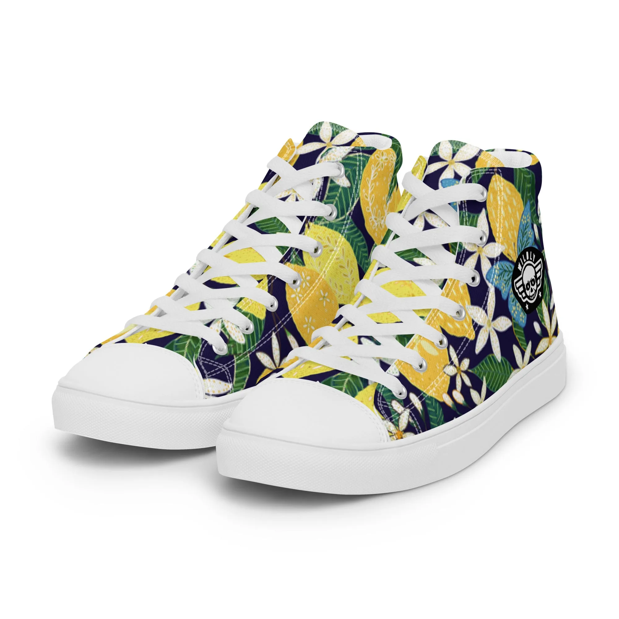Love my Lemons Mens high top canvas shoes