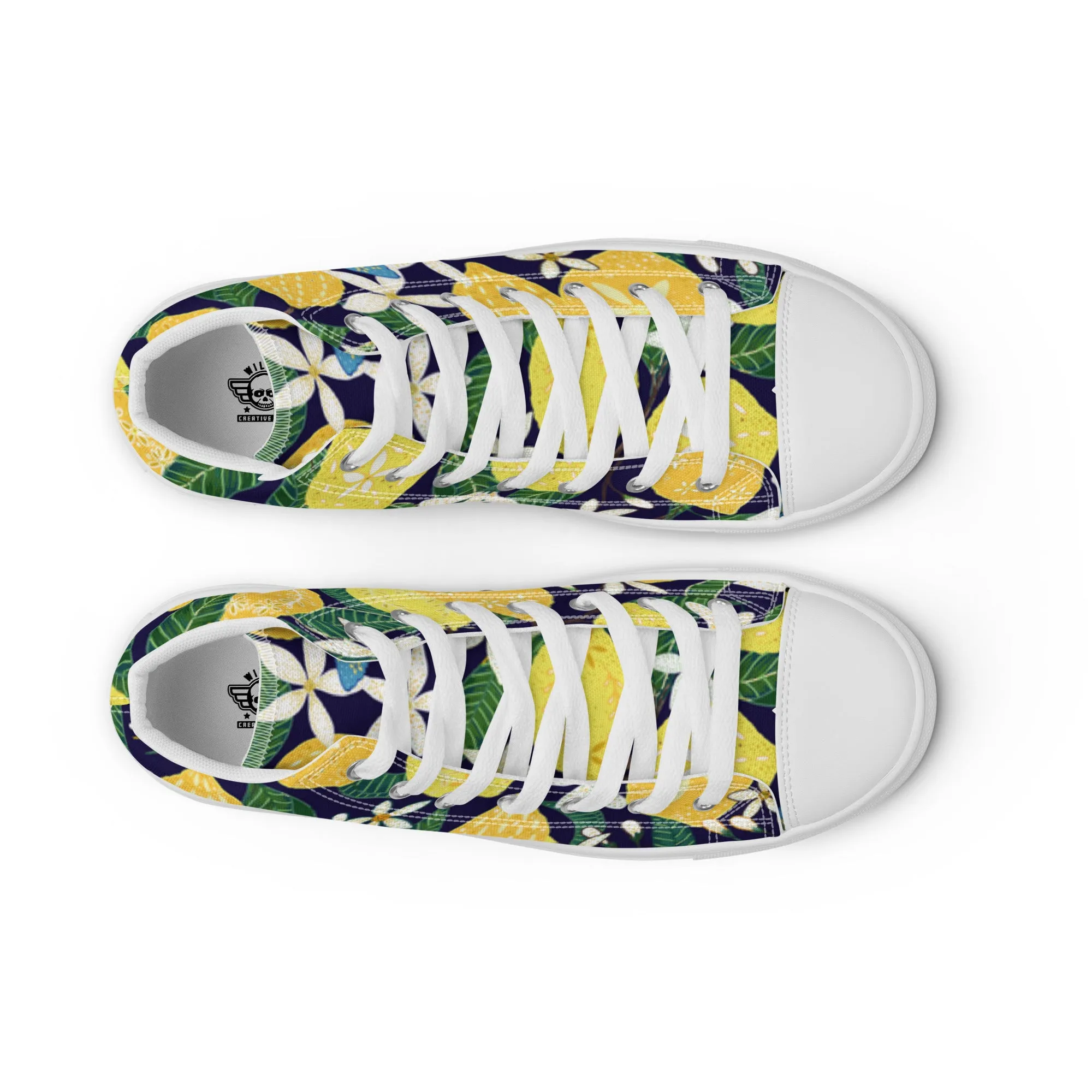 Love my Lemons Mens high top canvas shoes