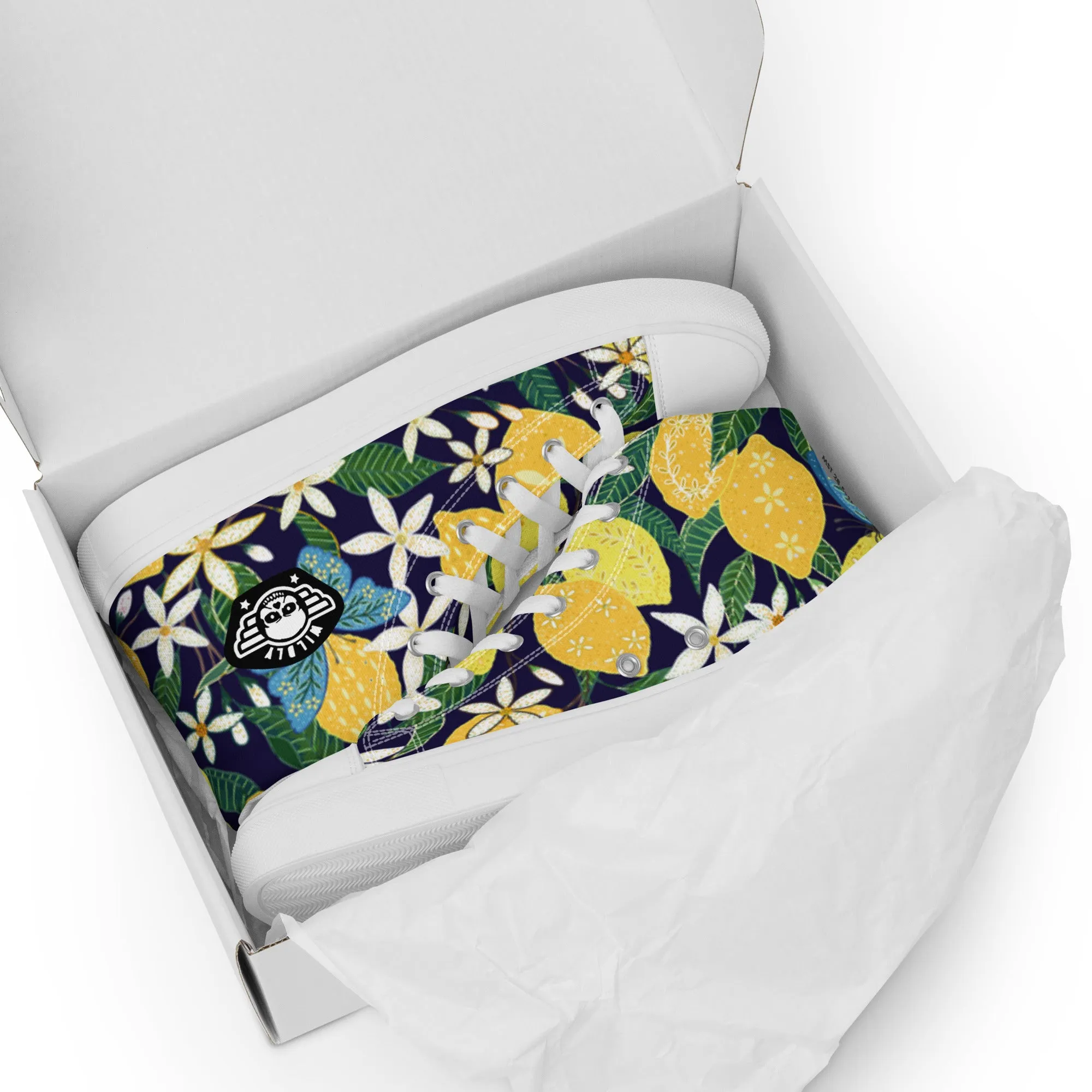 Love my Lemons Mens high top canvas shoes