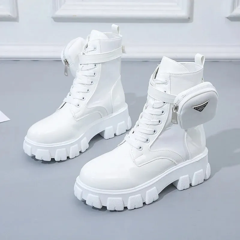 Motorcycle Pocket Lace Up Boots