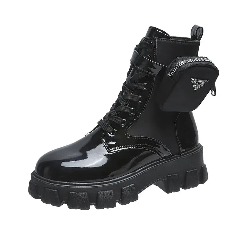 Motorcycle Pocket Lace Up Boots