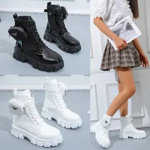 Motorcycle Pocket Lace Up Boots