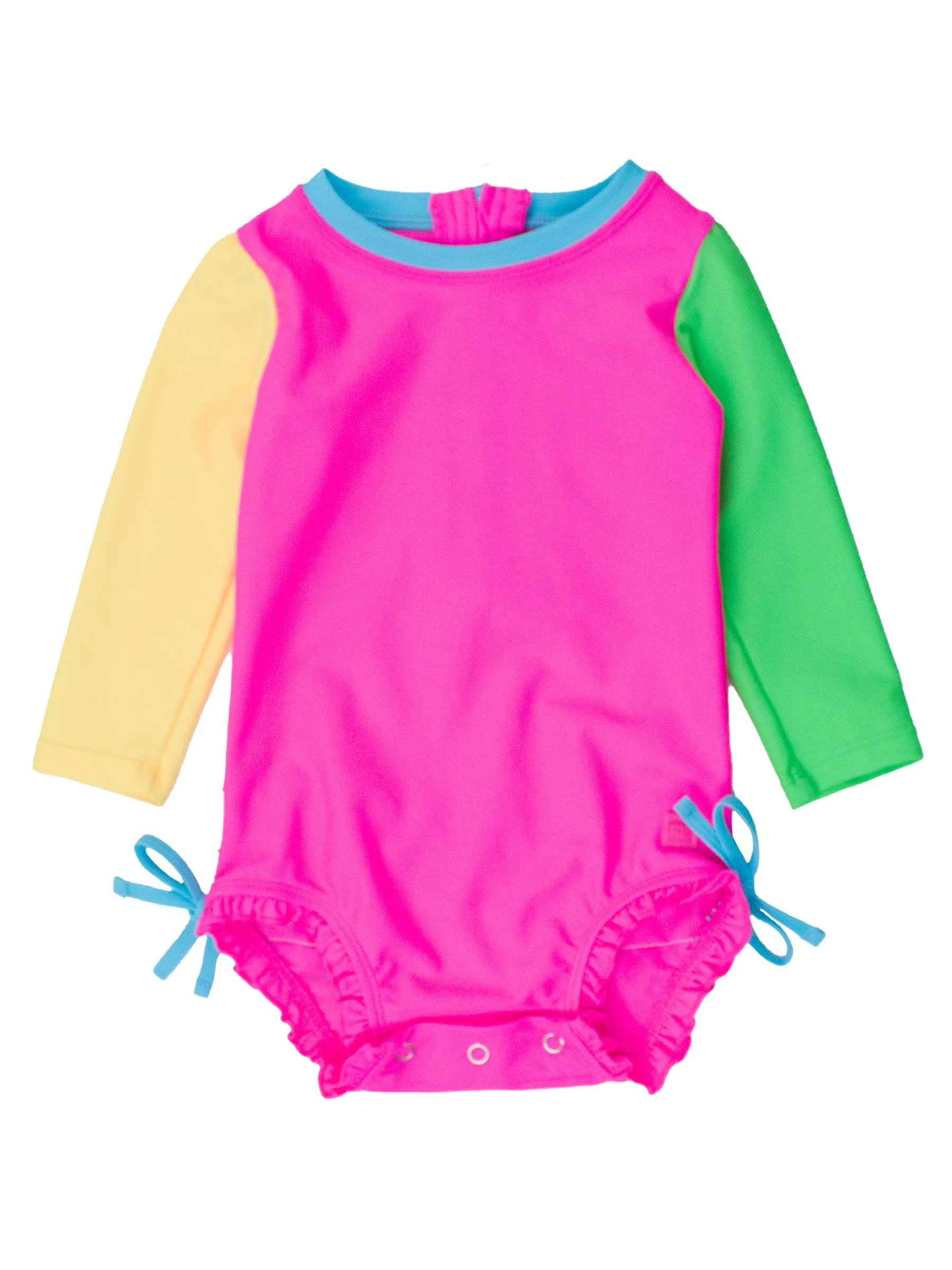 Neon Color Block One Piece Rash Guard