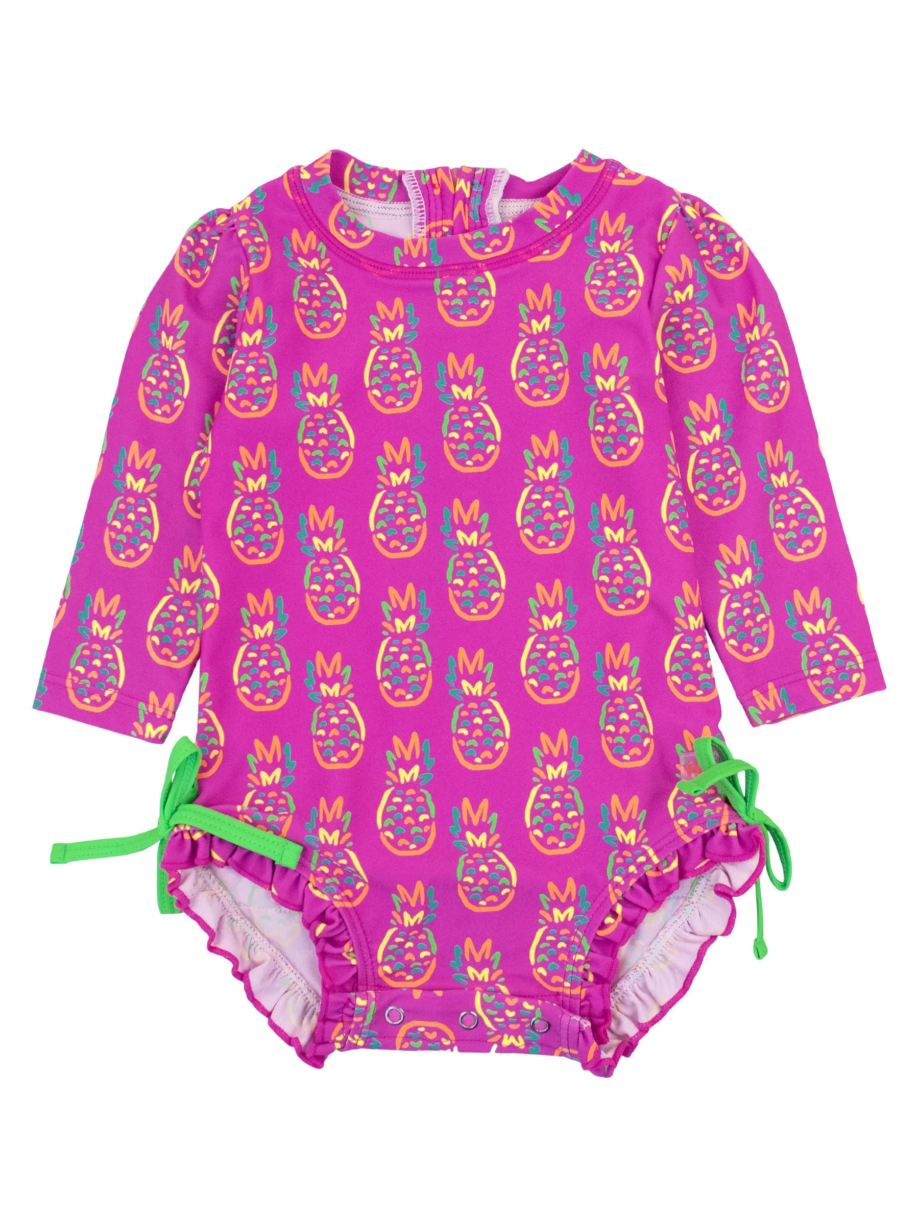 Neon Violet Pineapples One Piece Rash Guard