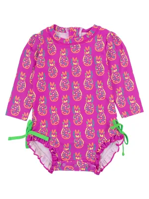 Neon Violet Pineapples One Piece Rash Guard