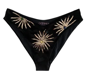 oceanus Callie Black Velvet Bikini Bottoms UK XS