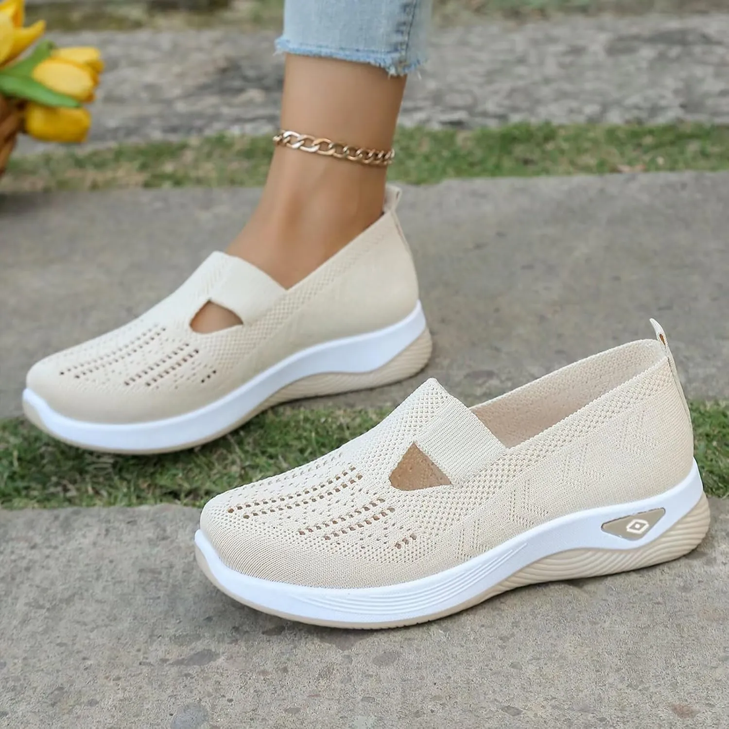 Orthopedic Walking Shoes for Women,2025 New Orthowalkway Womens Shoes,Woven Orthopedic Breathable Walking Sneaker Non-Slip Arch Support Slip on Shoes