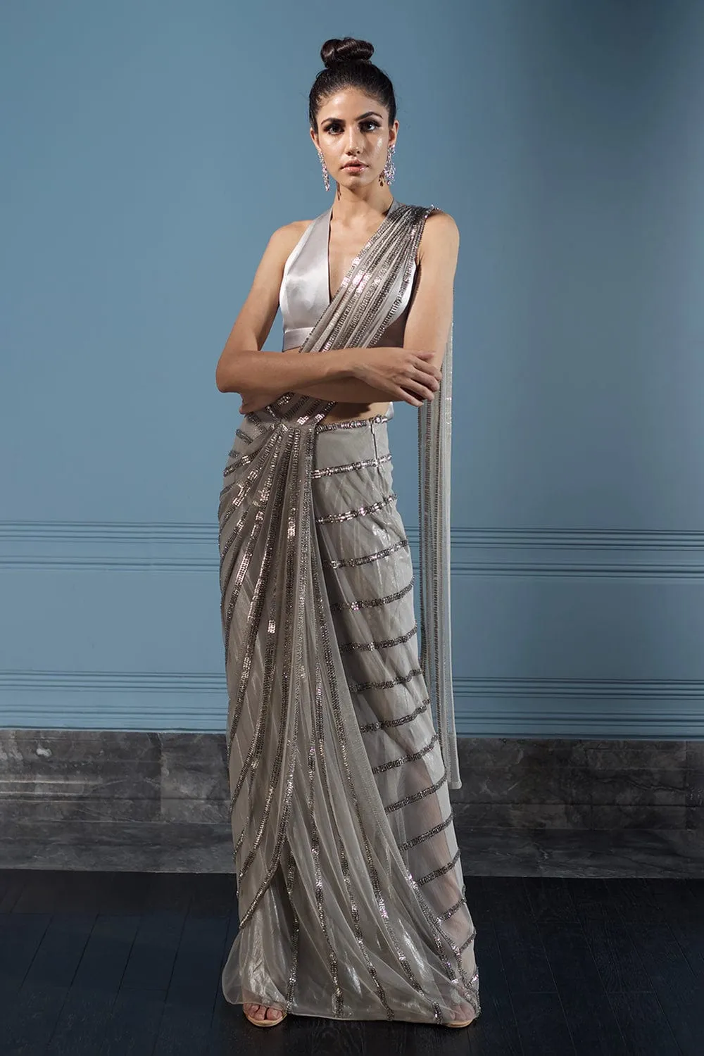 Peach Embellished Saree