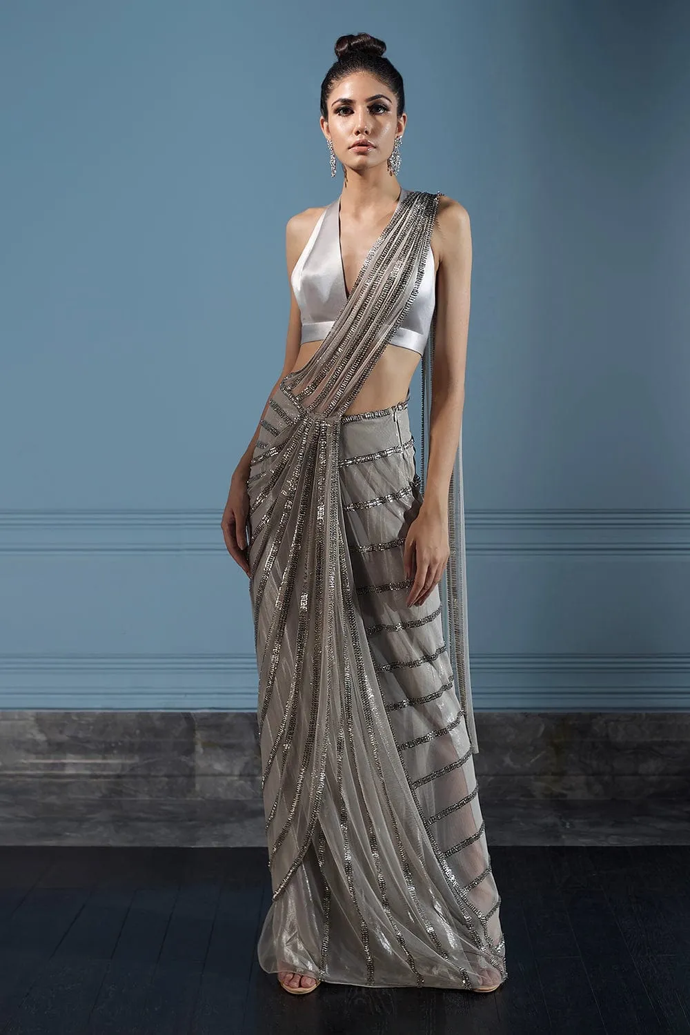 Peach Embellished Saree