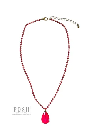 Posh By Pink Panache Neon Fuchsia Necklace With Large Fuchsia Pendant