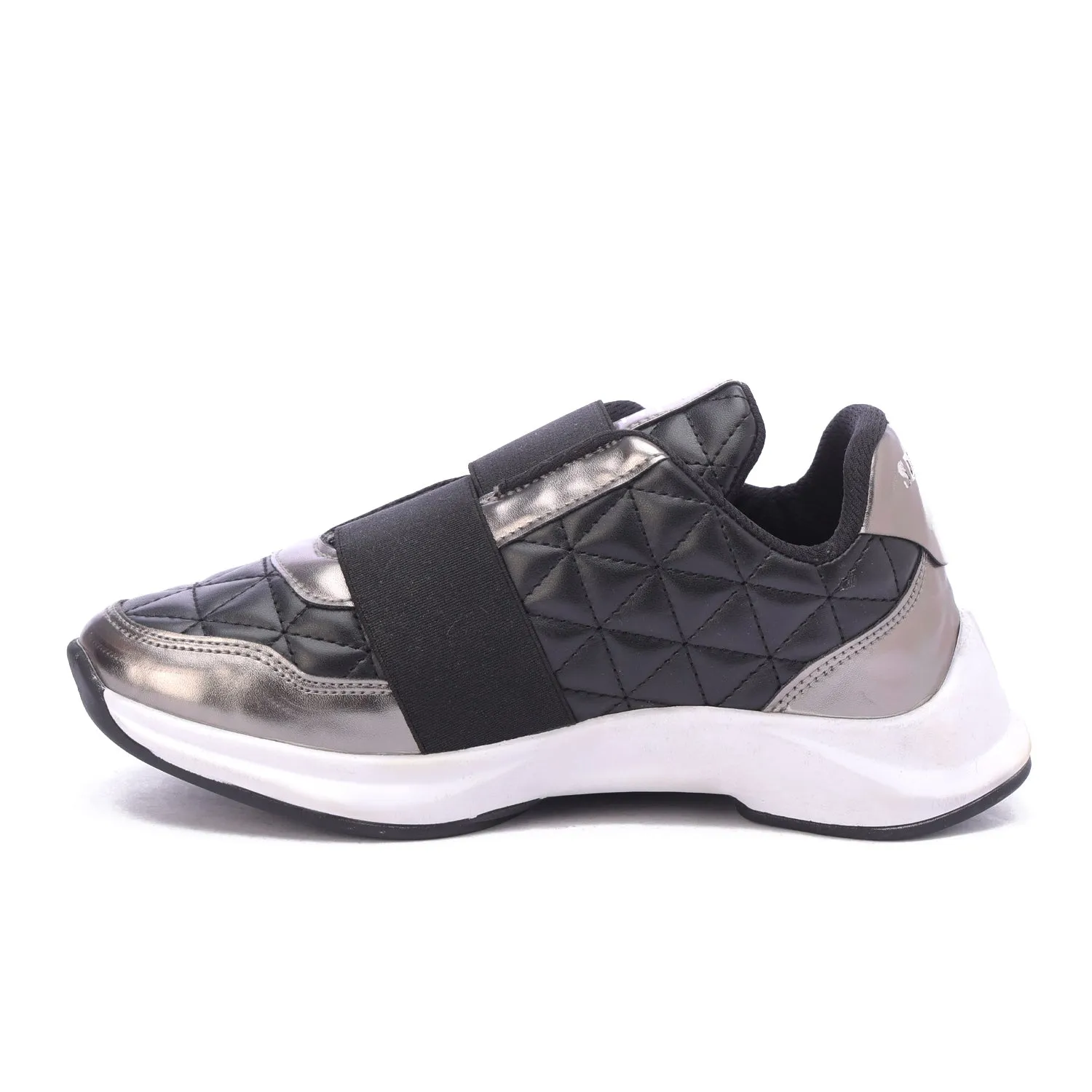 Quilted Elastic Sneakers-Black