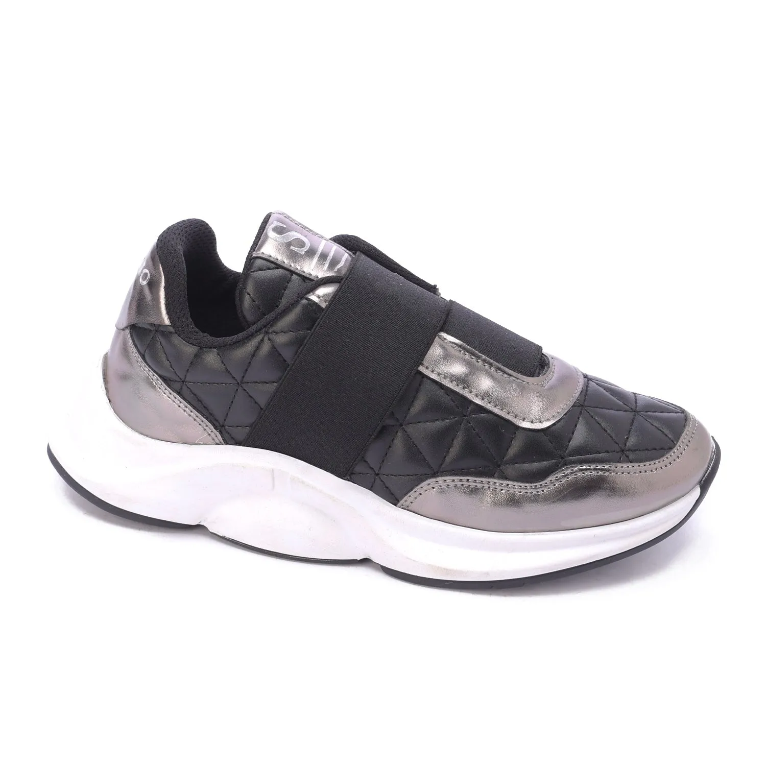 Quilted Elastic Sneakers-Black