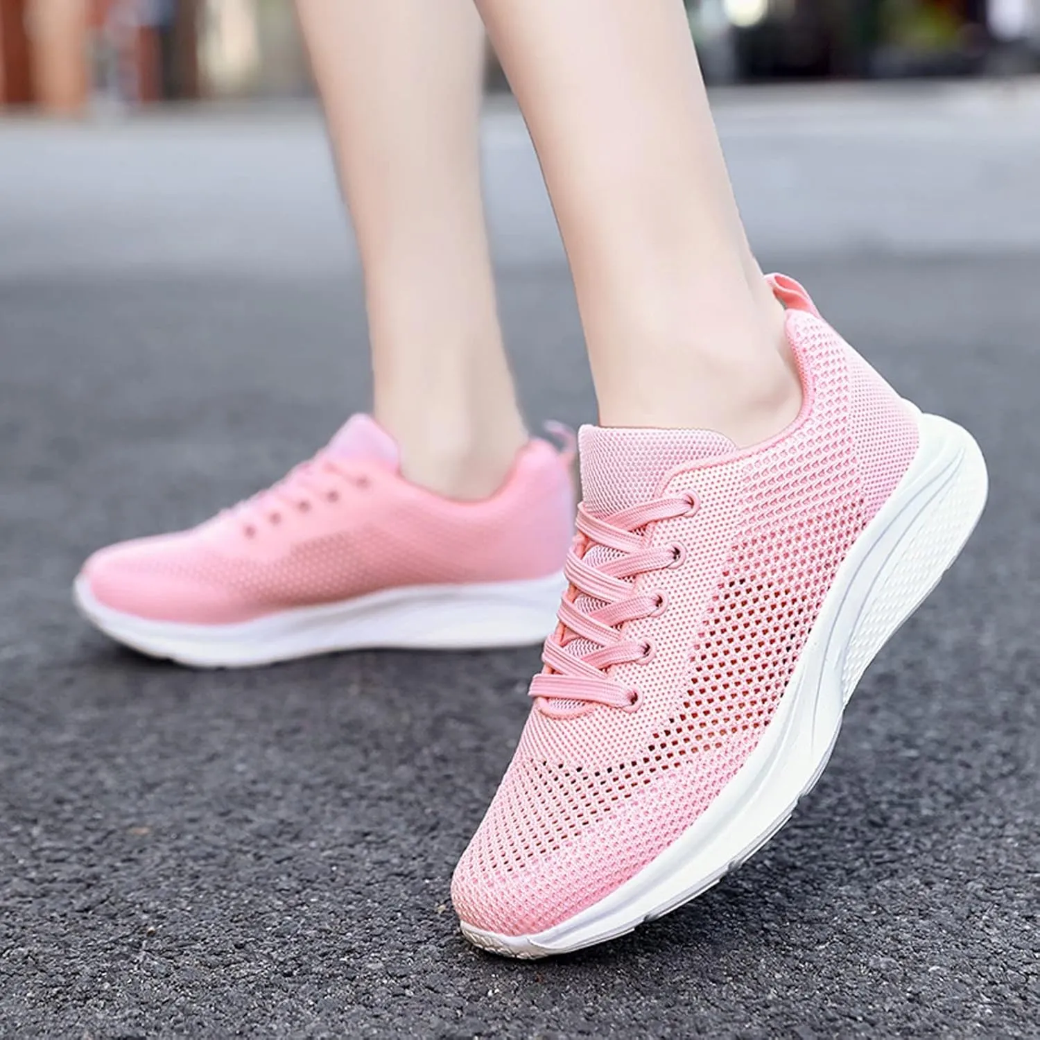 Sneakers for Women Casual Mesh Breathable Lace Up Walking Tennis Shoes Men Athletic Ladies Casual Shoes Black Platform Sneaker Black Tennis Shoe Trainers Shoe
