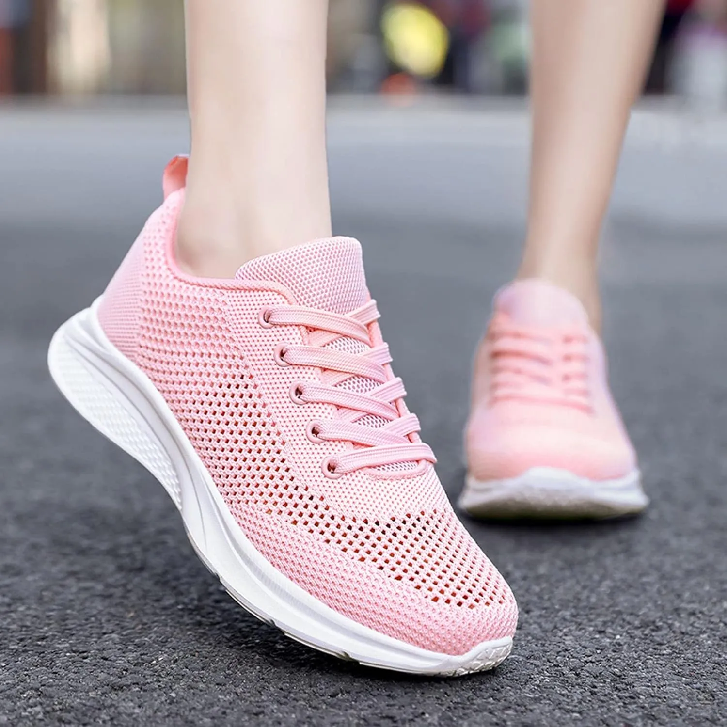 Sneakers for Women Casual Mesh Breathable Lace Up Walking Tennis Shoes Men Athletic Ladies Casual Shoes Black Platform Sneaker Black Tennis Shoe Trainers Shoe