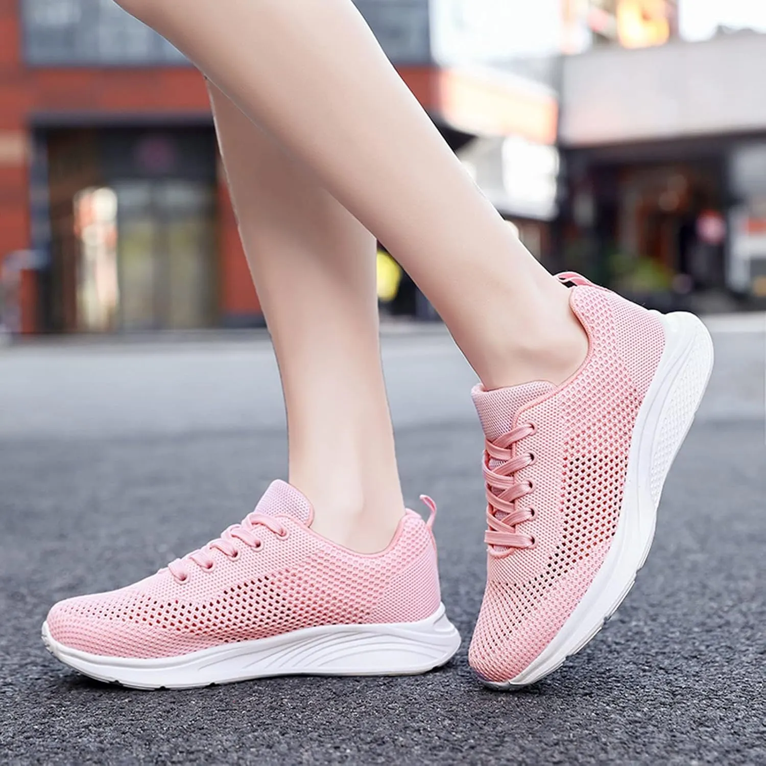 Sneakers for Women Casual Mesh Breathable Lace Up Walking Tennis Shoes Men Athletic Ladies Casual Shoes Black Platform Sneaker Black Tennis Shoe Trainers Shoe