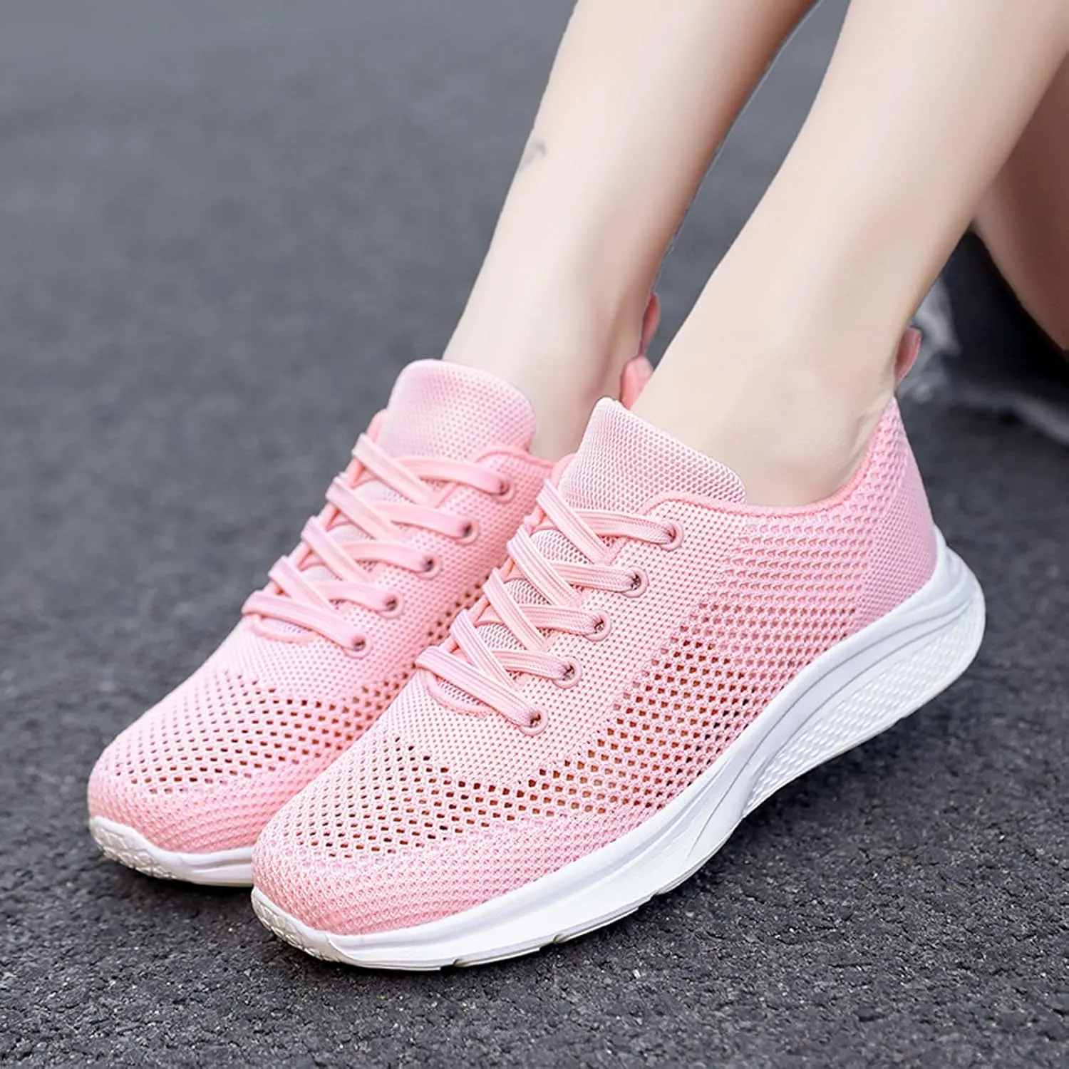 Sneakers for Women Casual Mesh Breathable Lace Up Walking Tennis Shoes Men Athletic Ladies Casual Shoes Black Platform Sneaker Black Tennis Shoe Trainers Shoe