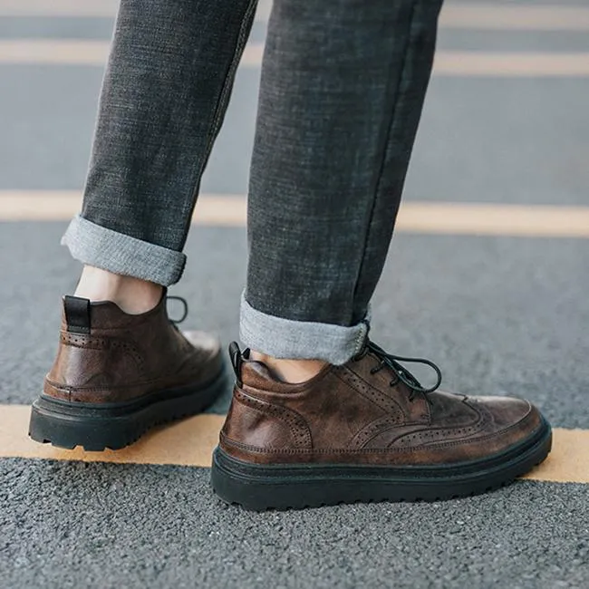 Vintage Boots - Men's Genuine Leather Lace Up British Style Boots