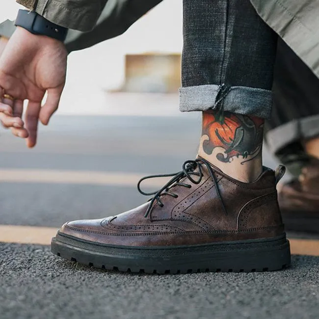 Vintage Boots - Men's Genuine Leather Lace Up British Style Boots