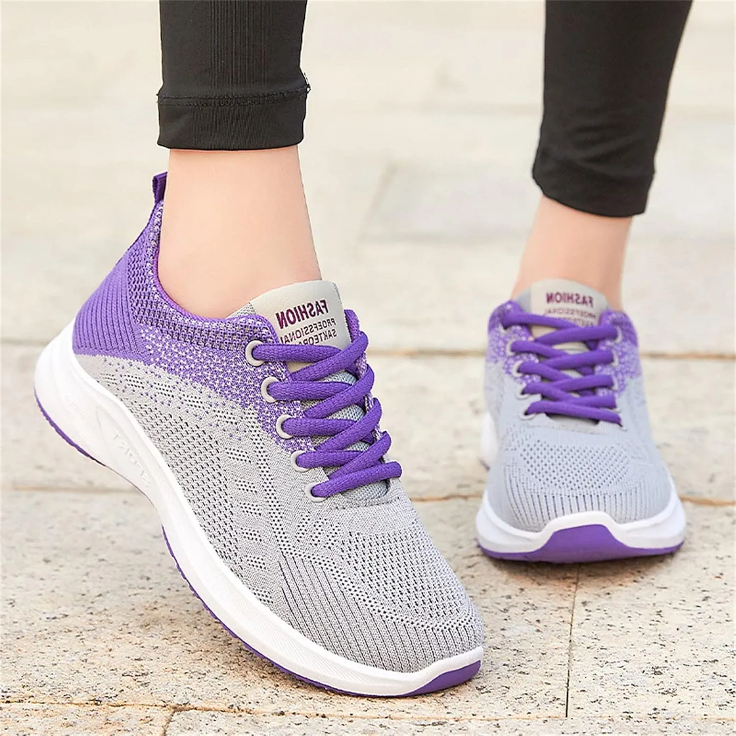 Walking Shoes Women Slip On Running Shoes Non Slip Walking Shoes Lightweight Gym Workout Shoes Breathable Fashion Sneakers