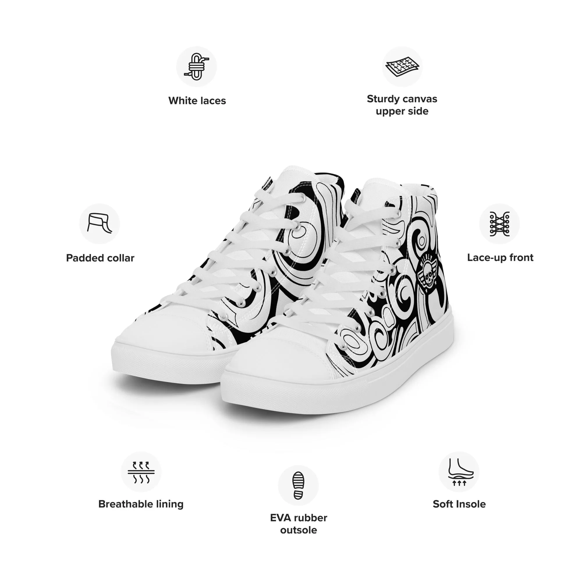 Wildly Swirls Mens high top canvas shoes