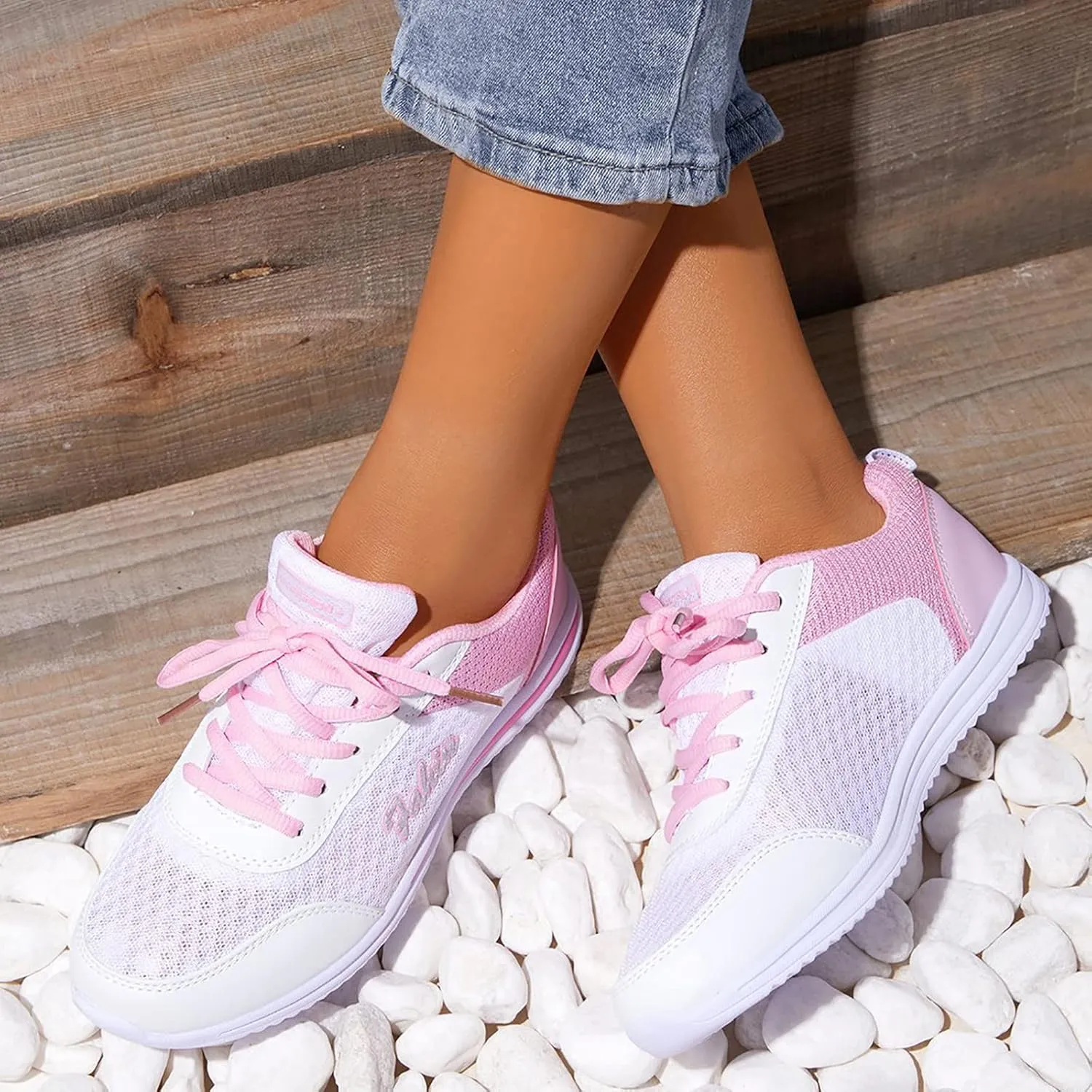 Womens Sneakers Air Cushion Running Shoes Lace Up Walking Shoes Women Workout Business Casual Shoes Waterproof Sneakers Tennis Shoe Cross Trainer Shoe