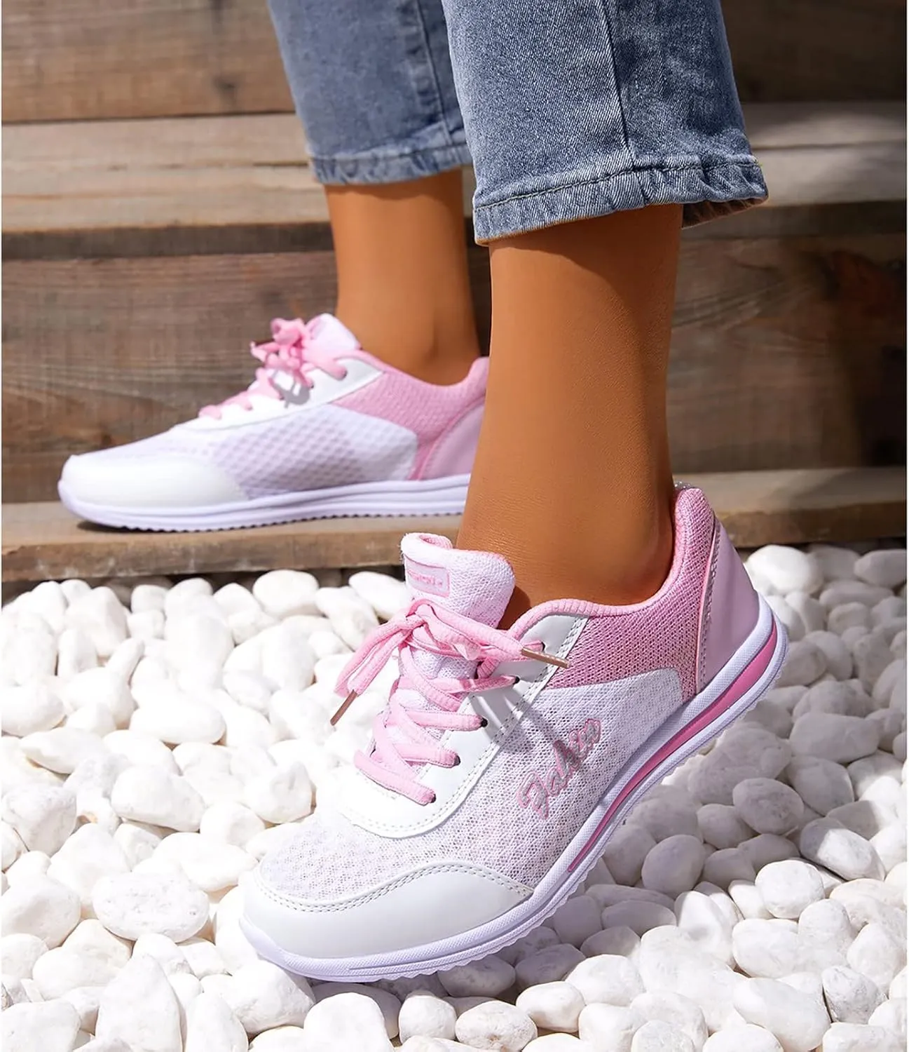 Womens Sneakers Air Cushion Running Shoes Lace Up Walking Shoes Women Workout Business Casual Shoes Waterproof Sneakers Tennis Shoe Cross Trainer Shoe