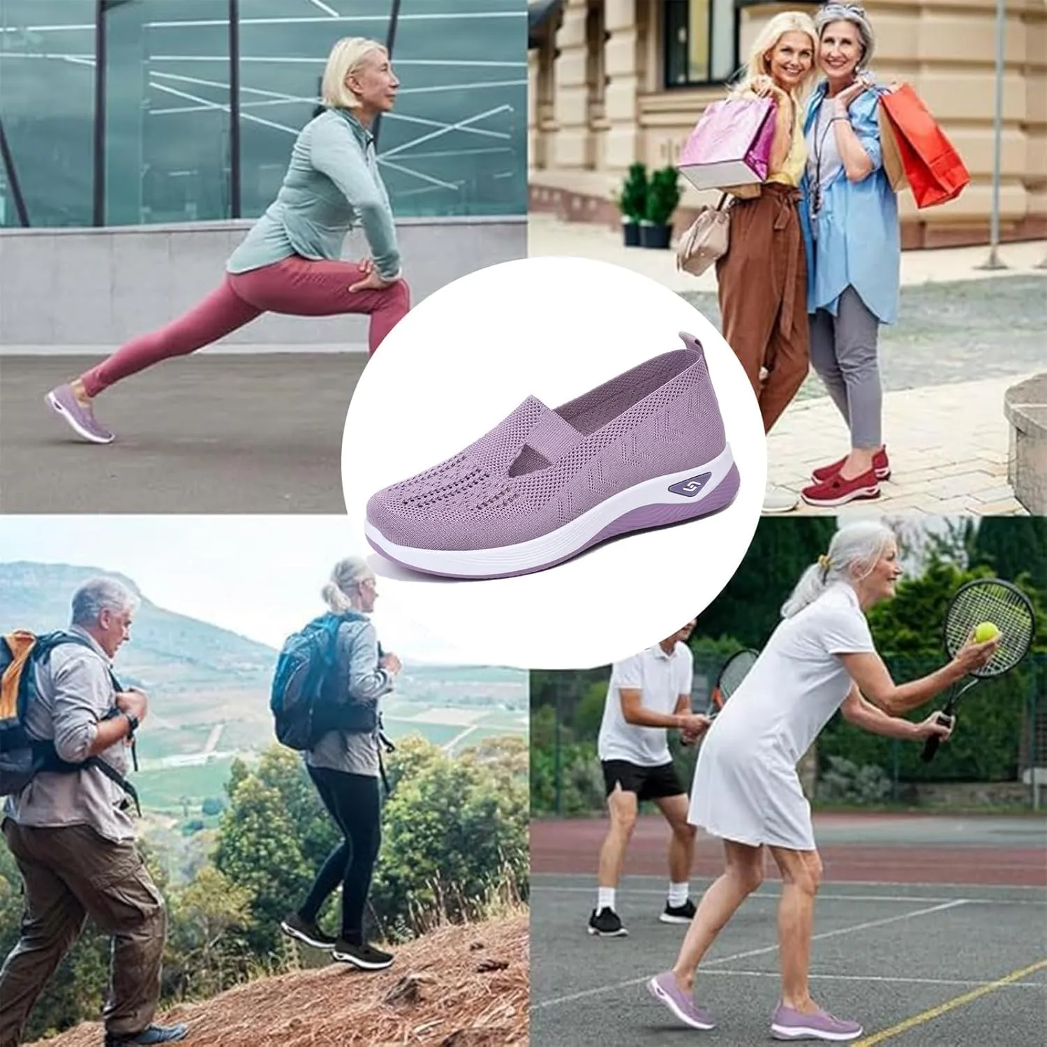 Women's Woven Orthopedic Walking Shoes Comfortable Wide Width Toe Box Slip on Arch Support Sports Shoe for Plantar Fasciitis Soft Soled Anti-Skid Tennis Sneakers