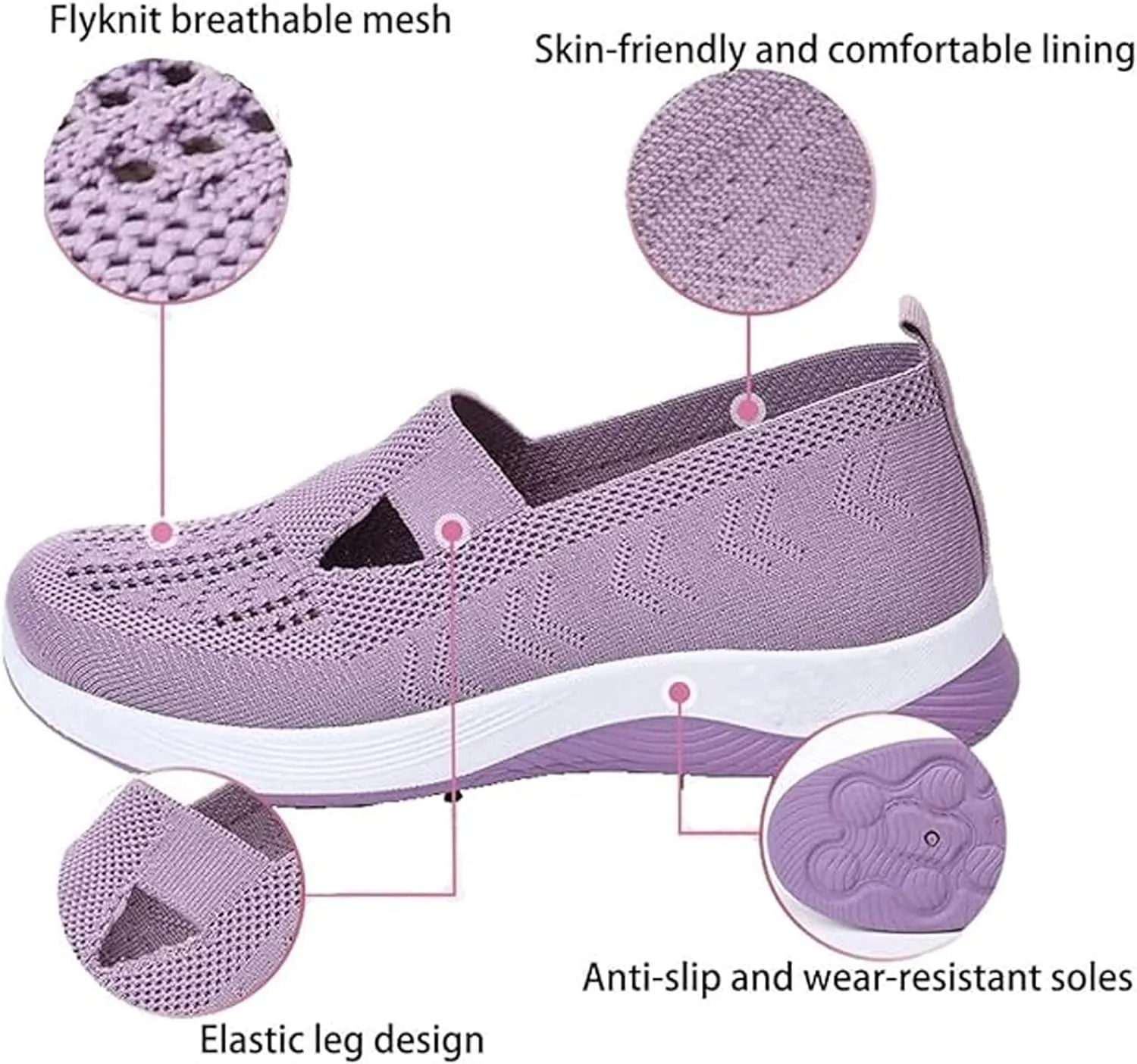 Women's Woven Orthopedic Walking Shoes Comfortable Wide Width Toe Box Slip on Arch Support Sports Shoe for Plantar Fasciitis Soft Soled Anti-Skid Tennis Sneakers